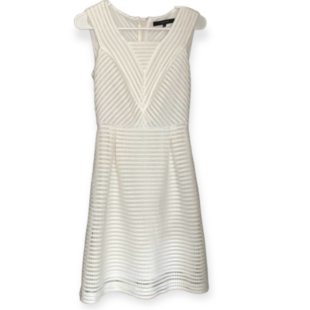 Andrew Marc New York Sleeveless Mesh Stripe Dress Women’s 2 White